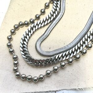 Set of 3 Stainless Steel Necklaces